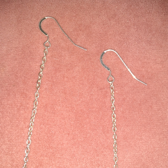 Solid 925 Sterling Silver Long Chain Champagne Pearl Handmade Earrings New - Picture 7 of 9